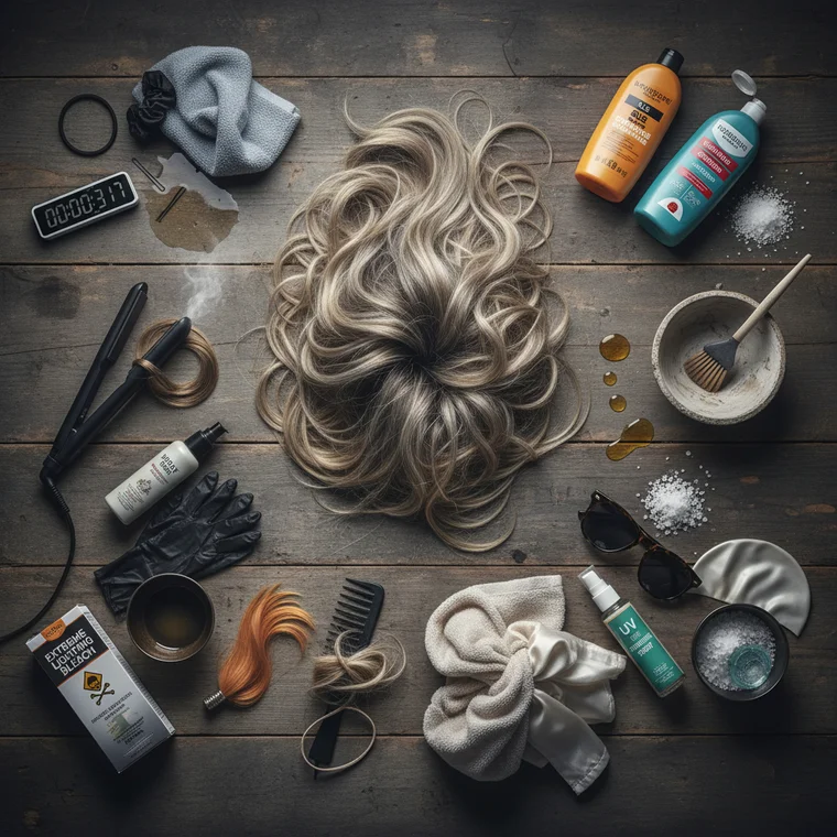 Zbliżenie na gładkie włosy po keratynowym prostowaniu, które odzyskały blask po wprowadzeniu prawidłowej pielęgnacji i ochrony termicznej