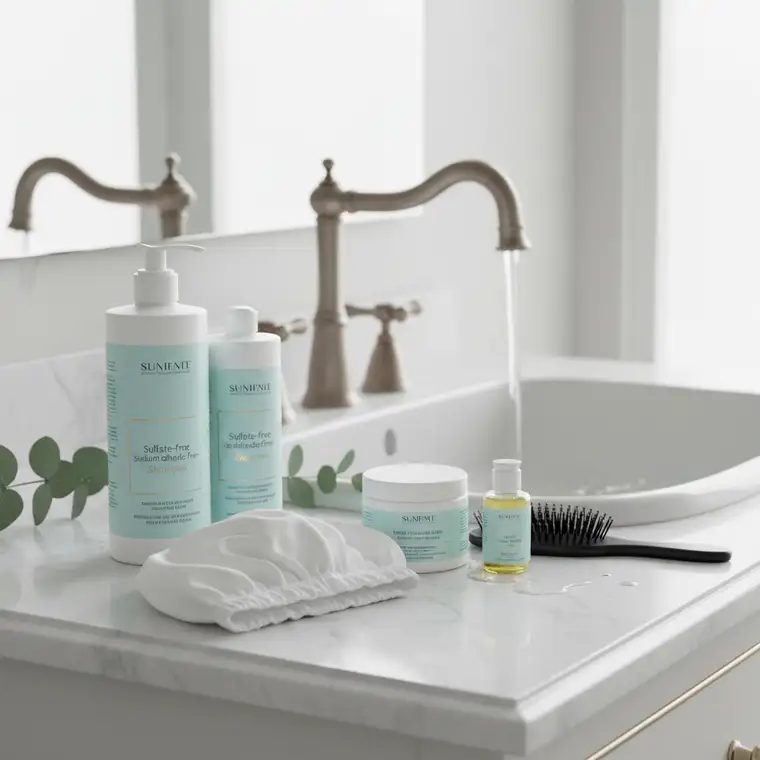 Suszenie włosów po keratynowym prostowaniu chłodnym nawiewem suszarki i szczotką, aby zachować efekt wygładzenia po 72 godzinach