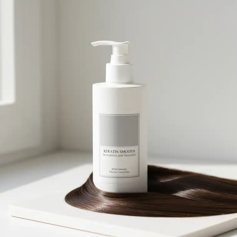 Kobieta z długimi, gładkimi po keratynowym prostowaniu włosami w salonie fryzjerskim w Warszawie, ilustrująca koszt zabiegu w 2026 roku