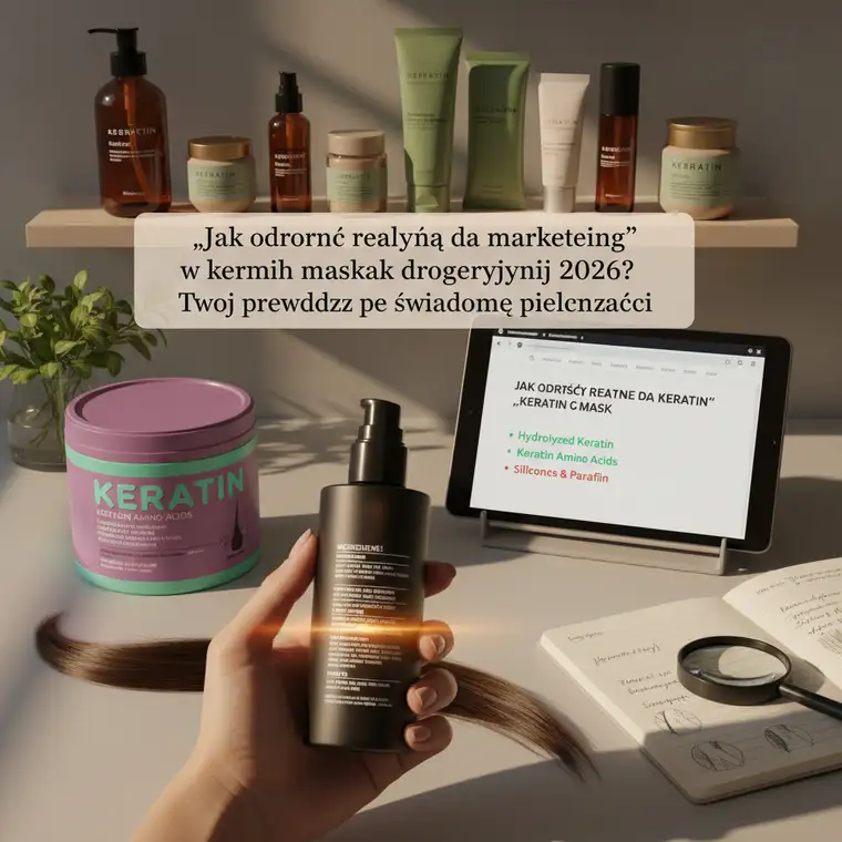 Porównanie dwóch masek do włosów z keratyną, jedna z realną hydrolizowaną keratyną w INCI, druga tylko z marketingowym napisem keratin